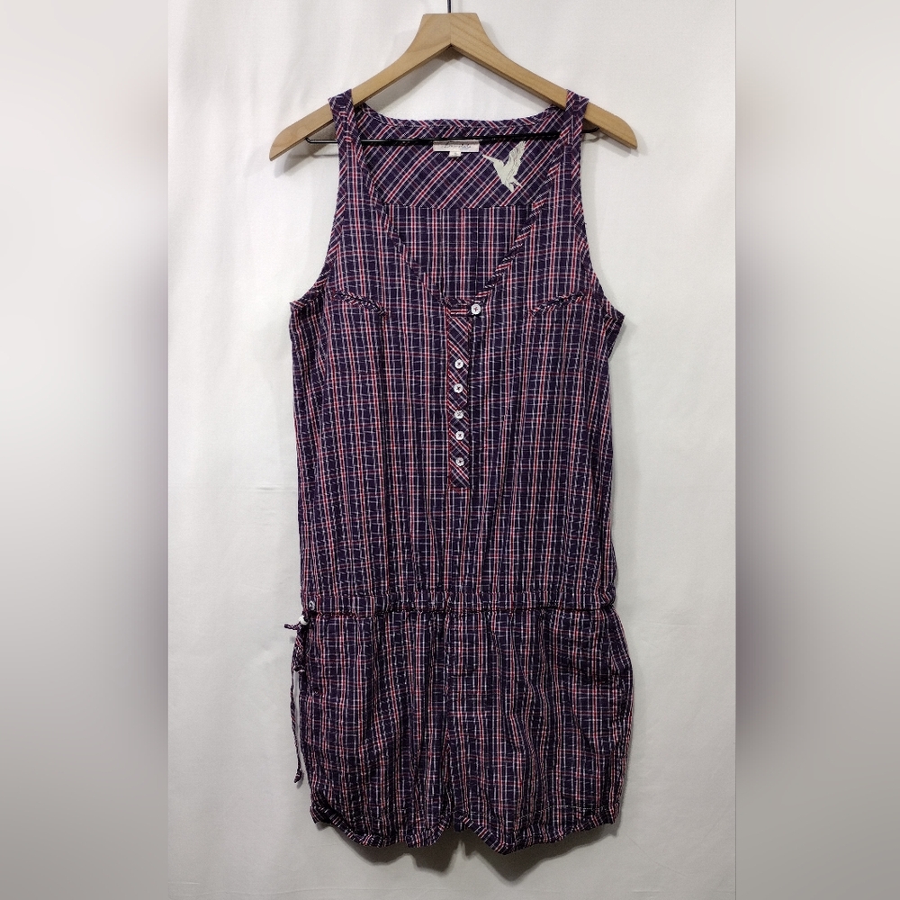 Loomstate Organic Plaid Romper Women's M Purple Preppy Academia Retro Y2K 90s